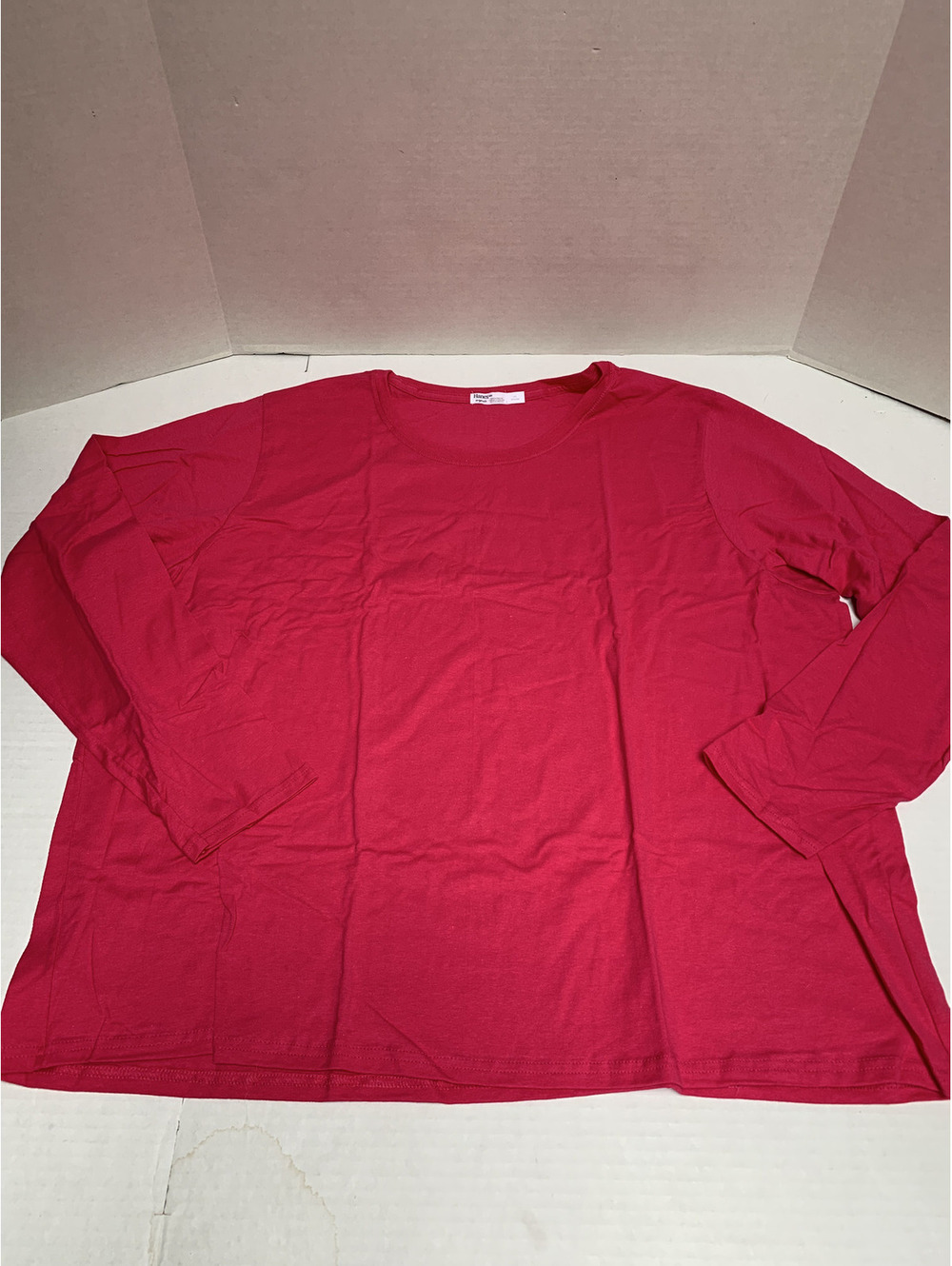 NWOT Hanes Women's Long Sleeve Pink Basic Tee Shirt Size 2XL